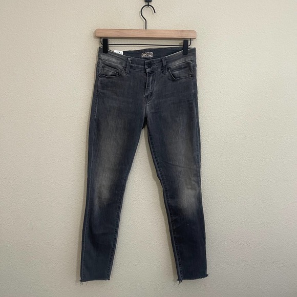 MOTHER The Looker Ankle Fray Raw Hem Skinny Denim Jeans Deep Voodoo Gray 27 - Picture 4 of 12